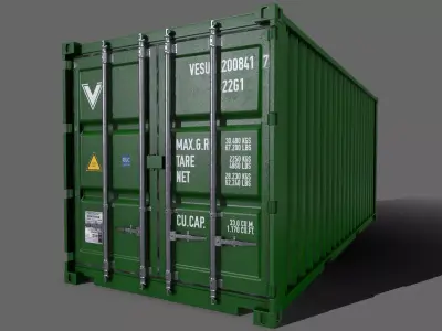 PBR 20 ft Shipping Cargo Container Version 2 - Green Low-poly 3D model