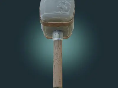 Stylized hammer with leather straps PBR-low-poly game ready Low-poly 3D model