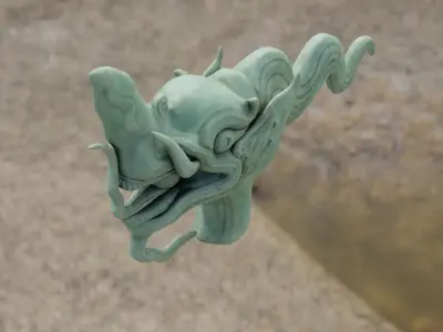 Head Dragon blue pearl  Free low-poly 3D model