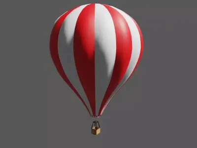 Red Striped Balloon - Balao Vermelho Listrado Low-poly 3D model