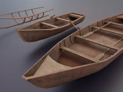 Wooden Boat  Low-poly 3D model purchase