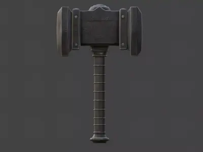 Dwarven steel hammer Free low-poly 3D model