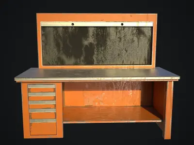 Old dust workbench Low-poly 3D model