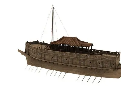 Japanese Battleship - JSengoku-era Warships - ATAKE BUNE Ship 3D model