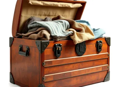 Antique Wooden Chest Model Pack with Clothing Detail Low-poly 3D model
