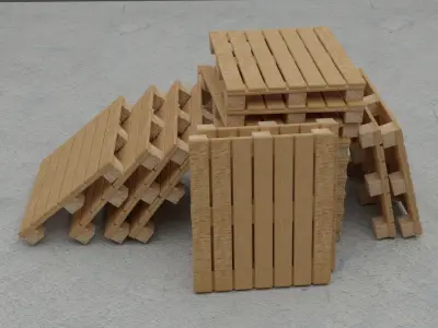 Pallet Wood Realistic Low-poly 3D model