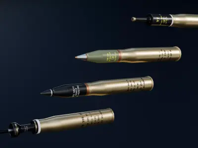  Shell 105mm Pack For AMX-30B2 and Nato Guns for 105mm  Low-poly 3D model
