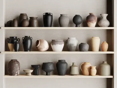 Set of decorative vases 001 3D model