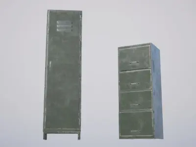 Military Lockers Low-poly 3D model