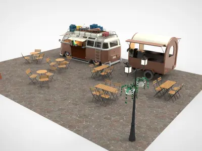 Set Food coffee street cafe Low-poly 3D model