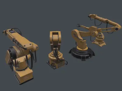 3D 4 Industrial Robots Set model Low-poly 3D model