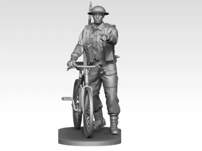 British soldier ww2 with bicycle 3D print model