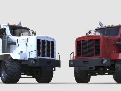 Severe Duty Oilfield Tridem Winch Truck Low-poly 3D model