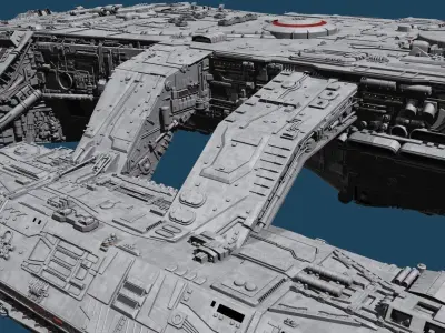 Juju scifi Lowpoly Greebles Low-poly 3D model