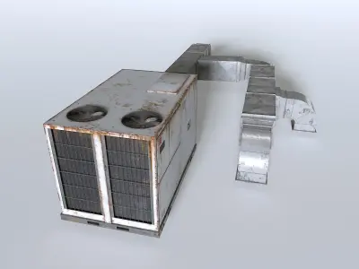 Rusty Rooftop AC hvac unit Low-poly 3D model