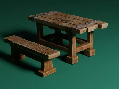 Medieval table 2 Low-poly 3D model
