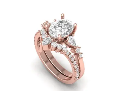 Oval Solitaire Ring 3D print model 29