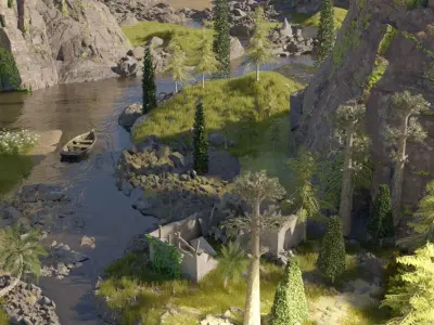 medieval castle scene made in blender 3D model