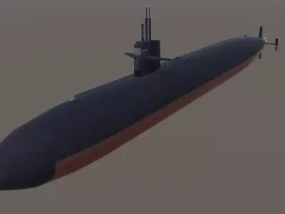 USS Dallas submarine 3d model low-poly Low-poly 3D model