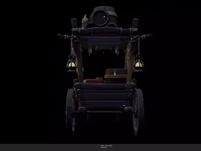 Stylized Merchant And Alchemist Cart Low-poly 3D model