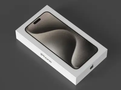 Apple iPhone 15 Pro Max Natural Titanium Packaging Box 3D model