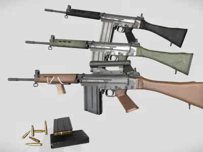 Battle rifle minipack Low-poly 3D model