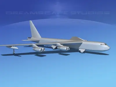 Boeing B-52D Stratofortress Bare Metal 3D model