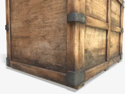3D Wooden Crate Game Ready PBR Textures Low Poly Low-poly 3D model