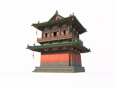 Ancient Asian Architecture Taoist Temple Attic 3D model