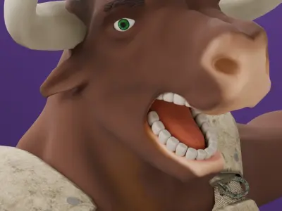 Stylized Bull Fully Rigged Face Full Body Fingers 3D model