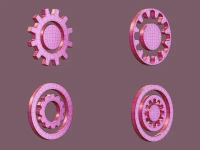 Gearwheel Icon Pack Base Mesh Subdivision Ready for Film Low-poly 3D model