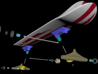 Skateboard with american flag 3D model