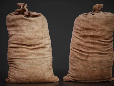 Realistic old burlap bag 03 photo scan Low-poly 3D model
