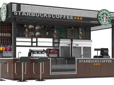 Detailed Starbucks Kiosk 3D model