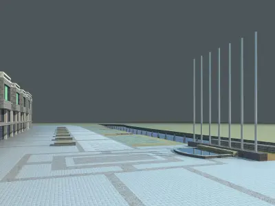 Architecture building with lines 3D model