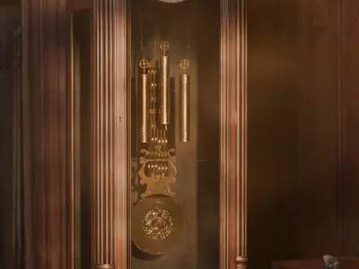 Grandfather Clock Low-poly 3D model