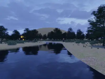 Serene Village At Dusk 3D model