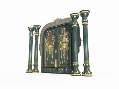 Construction of ancient building gates 3D model
