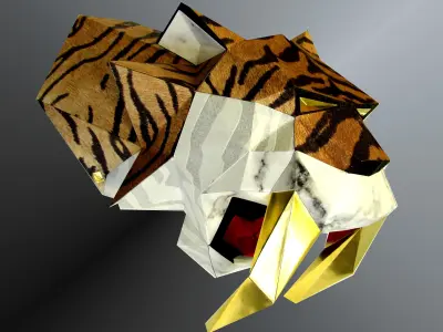 Saber Tooth Tiger LowPoly pattern Free low-poly 3D model