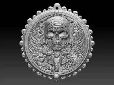 HM Skull Biker Keychain 011 3D print model