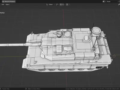 K2 Black Panther TANK BASE MESH Low-poly 3D model