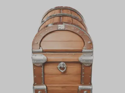 wooden treasure chest Low-poly 3D model