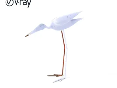 Vintage Metal Bird Sculpture Model Pack Low-poly 3D model