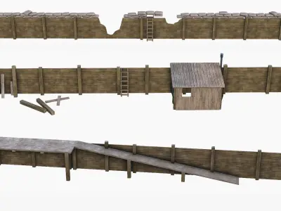 Trench System World War Modular Free low-poly 3D model