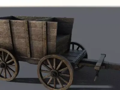 wagon medieval Low-poly 3D model