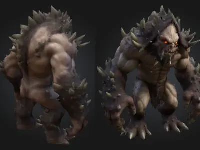 Mutant Spiked Ogre Monster Creature Sci Fi Alien Low-poly 3D model