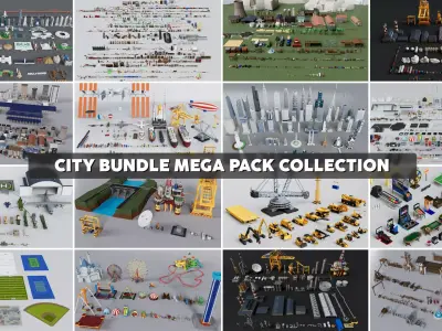 Realistic City Bundle Mega Pack Collection 3D model