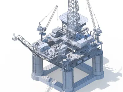 Oil Rig Platform - Pack  Low-poly 3D model