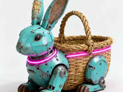 Realistic Cybernetic Easter Rabbit Basket 3D Model Low-poly 3D model