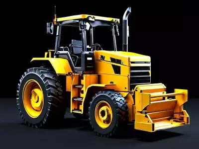 Realistic Yellow Tractor 3D Model Low-poly 3D model
